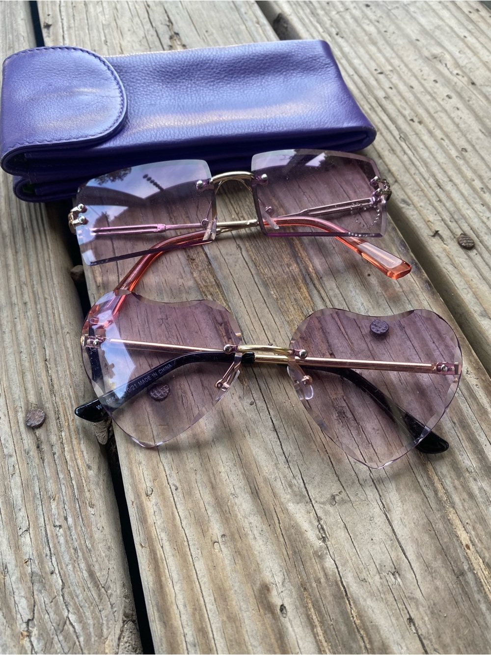 Y2K Rimless, Festival, baddie sunglasses. W/a double case!!! ✨